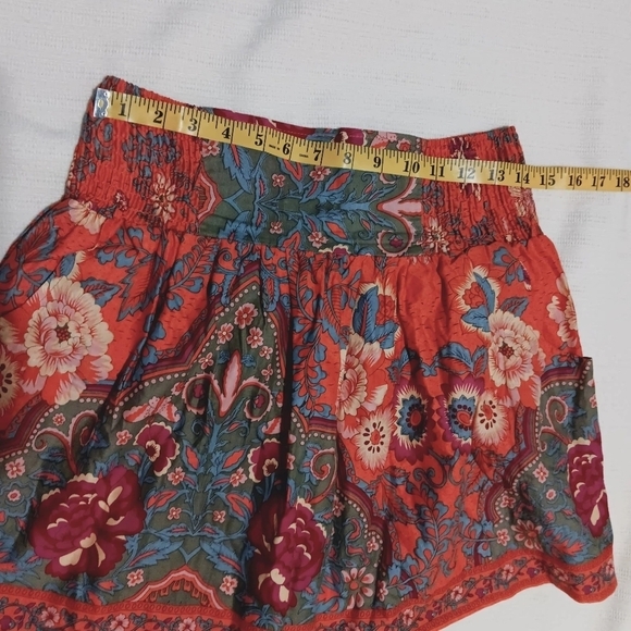 100% Cotton Twenty one Orange floral Mini Skirt Size L with pockets - Picture 4 of 9